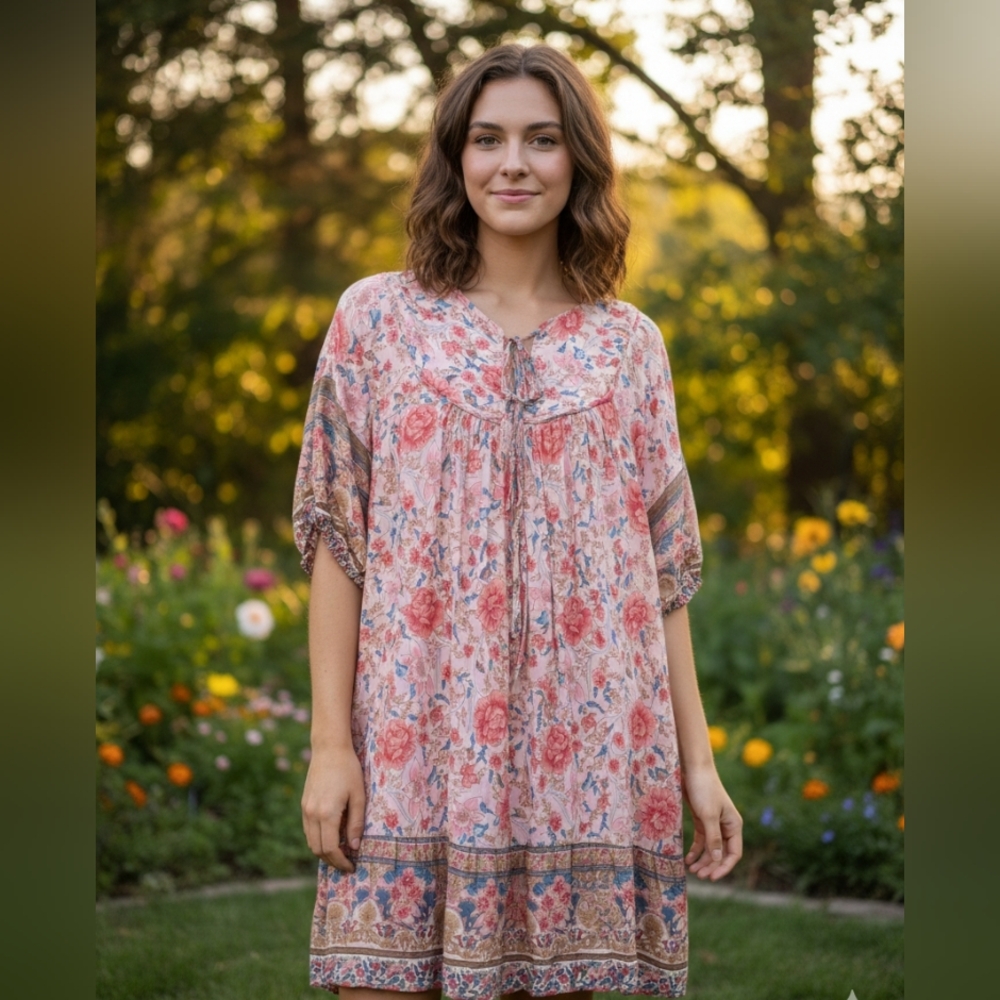 Gaovot Pink Floral Dress.